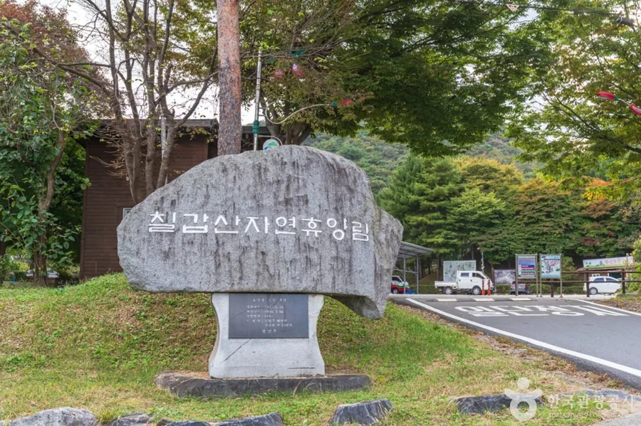 칠갑산자연휴양림. 정상 코스(광대리 구간)가 휴양림에서 바로 시작된다.
