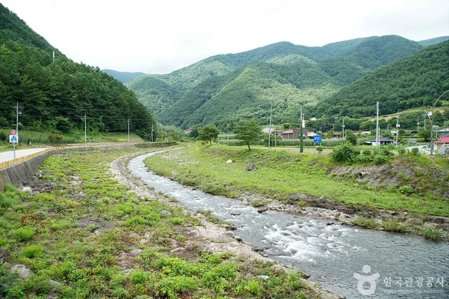 여름 — 여름 가리왕산 자락. 산에서 내려온 물이 마을 앞을 지난다 ⓒ한국관광공사