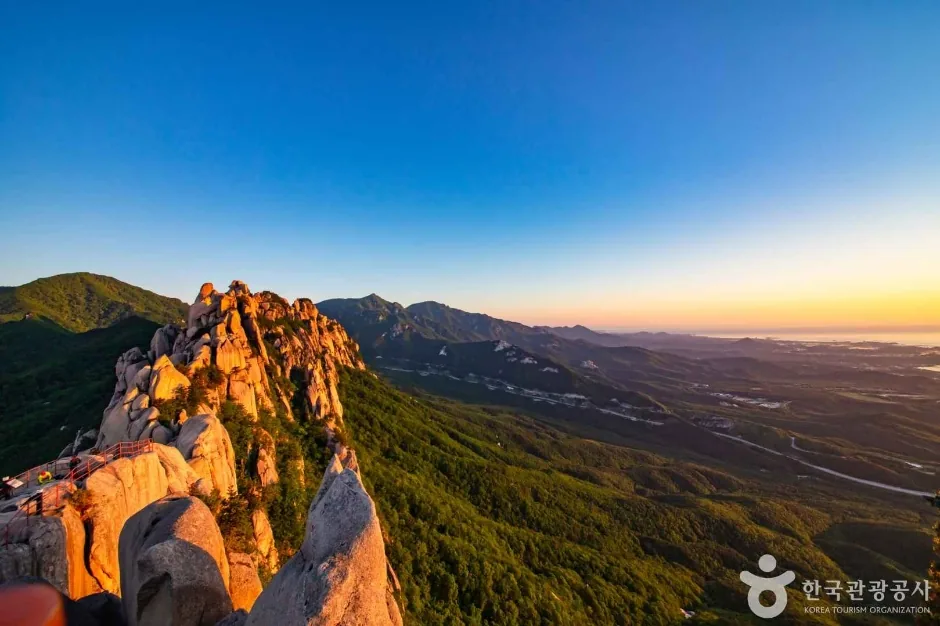 Ulsanbawi Rock at sunrise with the coastal plain and the East Sea beyond